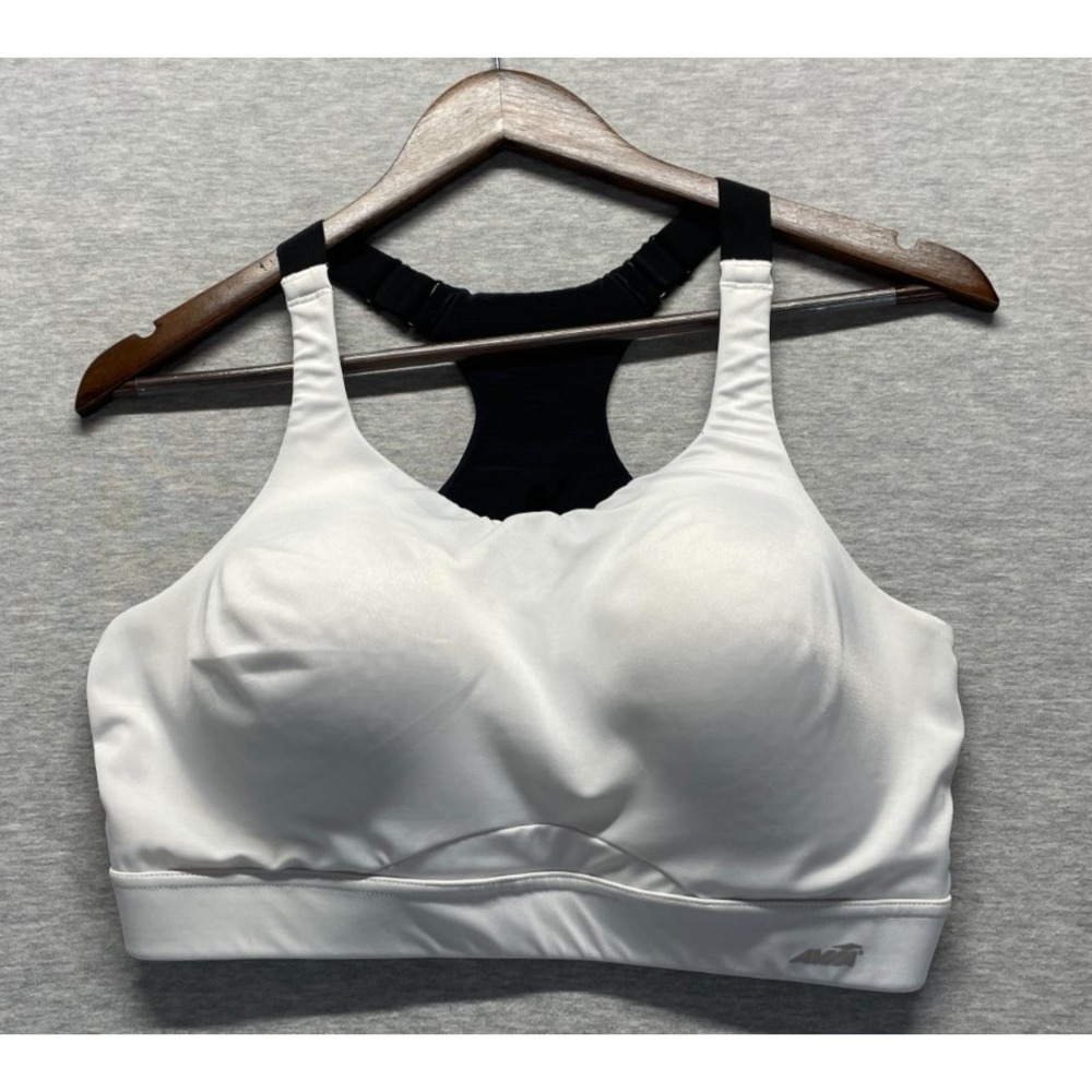 AVIA Medium Support Wirefree Sports Bra Women 40DD White Molded Cup Gym Training